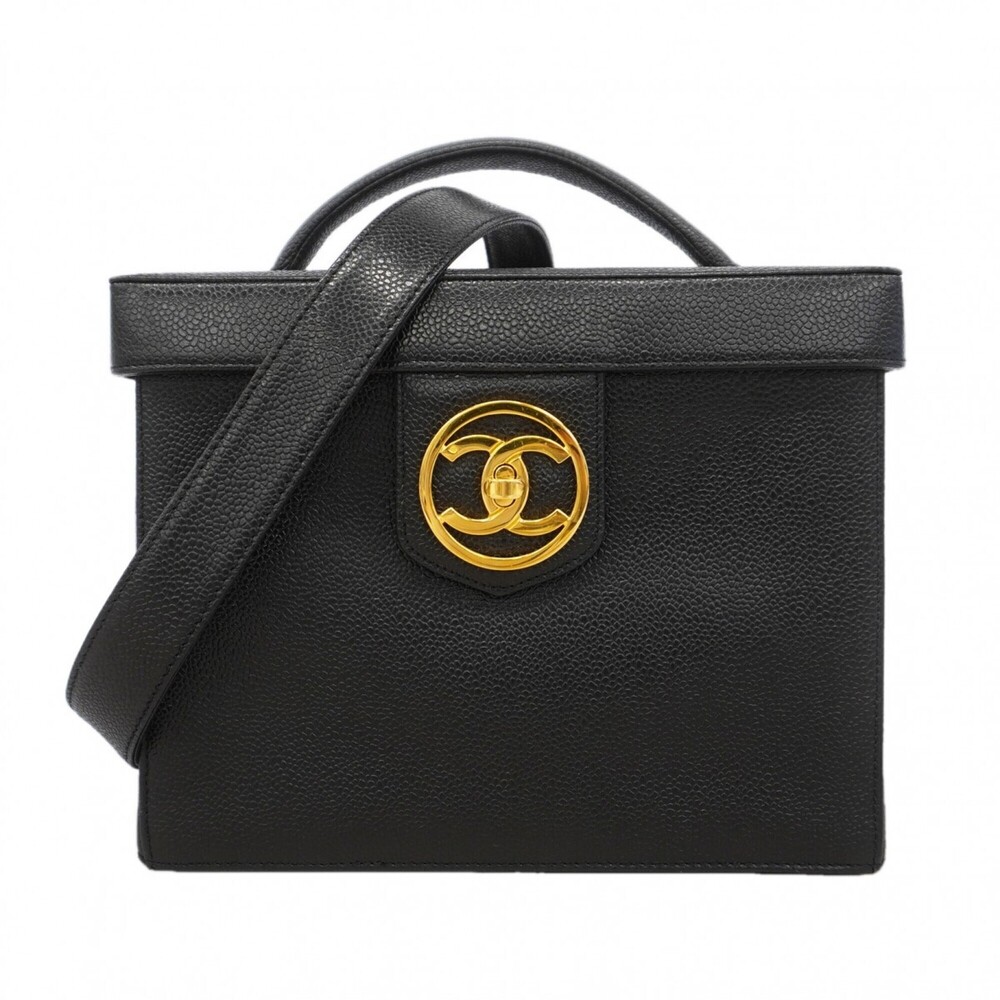 CHANEL Black Caviar Leather Vanity Bag